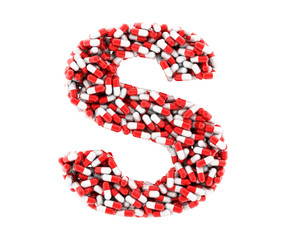 The letter S of the medications on a white background.