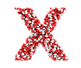 The letter X of the medications on a white background.