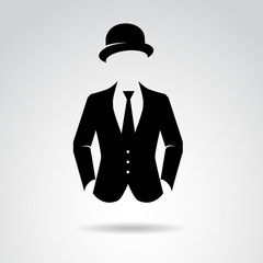 Gentleman's suit and hat. Vector art.