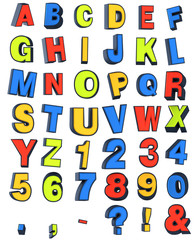 Multicolored 3D alphabet