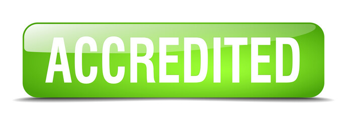 accredited green square 3d realistic isolated web button