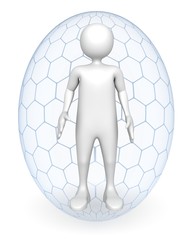 White Character Inside Defensive Sphere