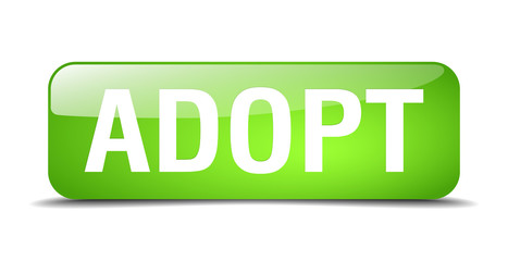 adopt green square 3d realistic isolated web button