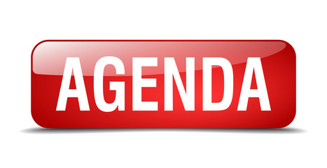 agenda red square 3d realistic isolated web button