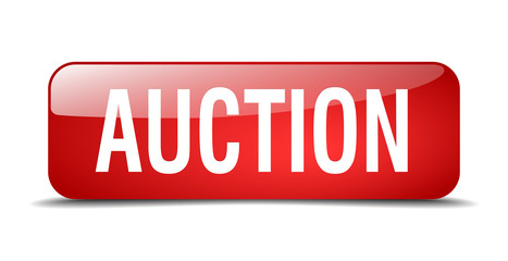 auction red square 3d realistic isolated web button