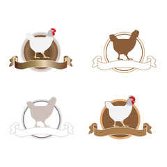 vector format illustration of labels with hen