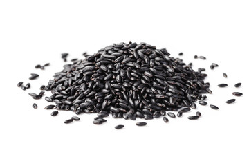 black rice on the white background