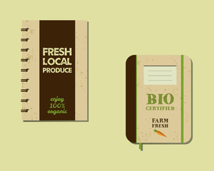 Stylish Farm Fresh brand book, notebook templates with ecology