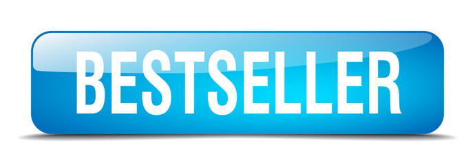 bestseller blue square 3d realistic isolated web button