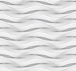 Repeating ornament of many horizontal wavy lines with overlappin