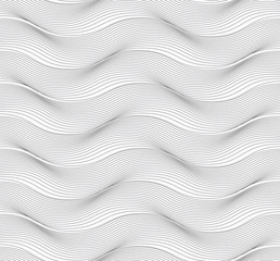 Repeating ornament of many horizontal wavy lines with ripples