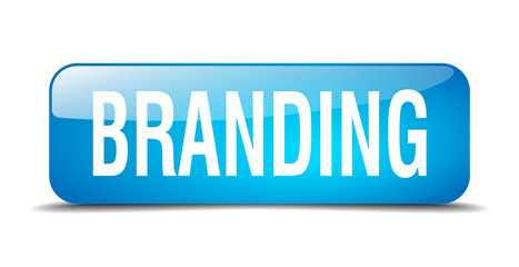 branding blue square 3d realistic isolated web button