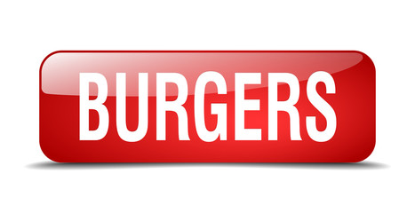 burgers red square 3d realistic isolated web button