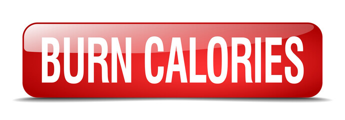 burn calories red square 3d realistic isolated web button