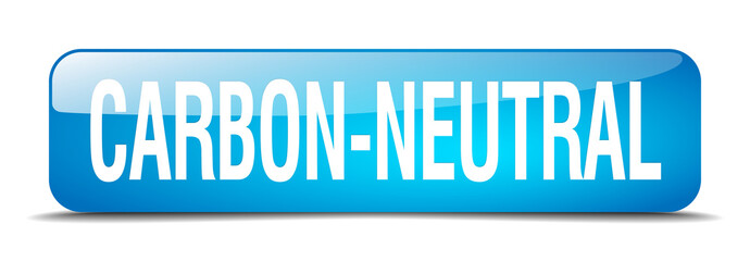 carbon-neutral blue square 3d realistic isolated web button