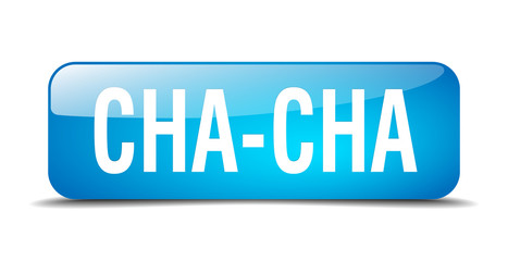 cha-cha blue square 3d realistic isolated web button