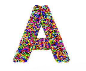 letter A composed of multi-colored rings