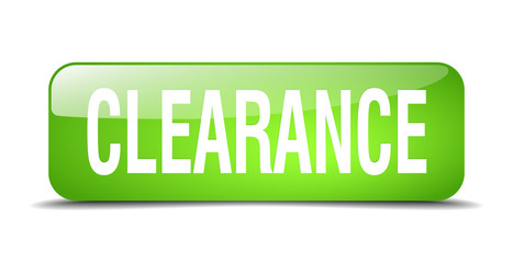 clearance green square 3d realistic isolated web button