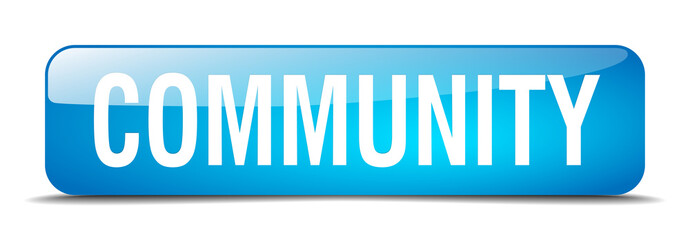 community blue square 3d realistic isolated web button