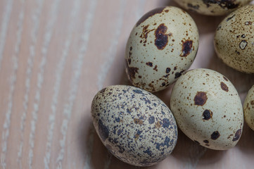 eggs of quail on the wooden background