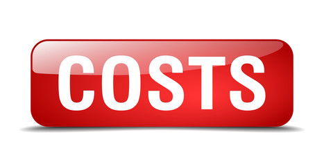 costs red square 3d realistic isolated web button
