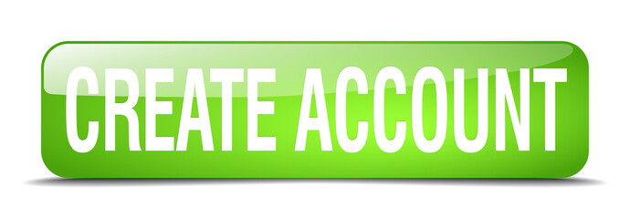 create account green square 3d realistic isolated web button