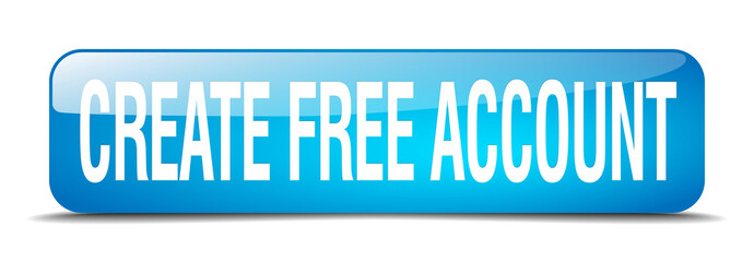 create free account blue square 3d realistic isolated web button