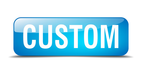 custom blue square 3d realistic isolated web button