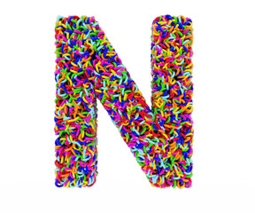 letter N composed of multi-colored rings