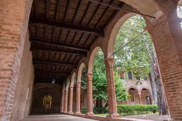 Cloister of one of the little curch in the downtown of Ferrara c