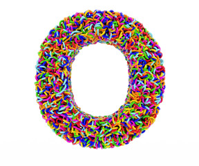 letter O composed of multi-colored rings