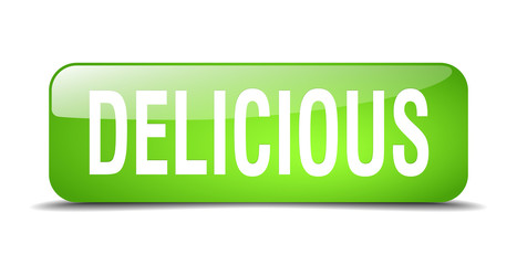 delicious green square 3d realistic isolated web button
