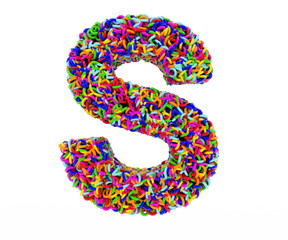letter S composed of multi-colored rings