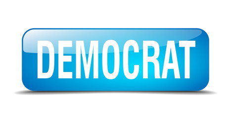 democrat blue square 3d realistic isolated web button