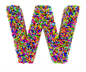 letter W composed of multi-colored rings