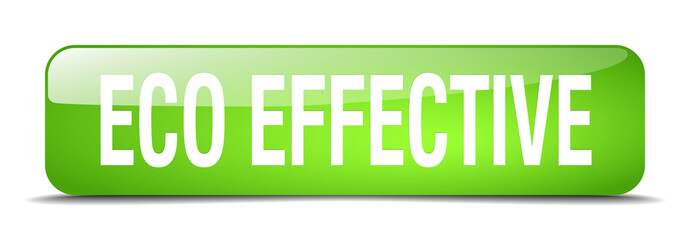 eco effective green square 3d realistic isolated web button