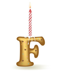 Letter F Birthday Candle Cake