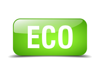 eco green square 3d realistic isolated web button