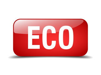 eco red square 3d realistic isolated web button
