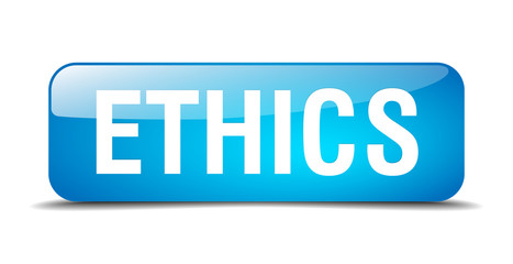 ethics blue square 3d realistic isolated web button