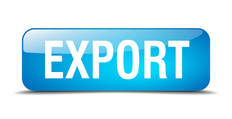 export blue square 3d realistic isolated web button