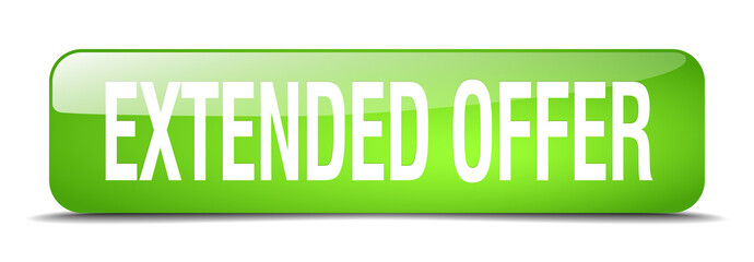 extended offer green square 3d realistic isolated web button