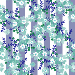 Seamless cute cartoon flowers pattern background