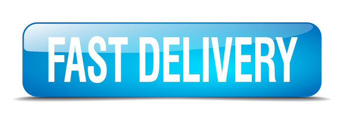 fast delivery blue square 3d realistic isolated web button