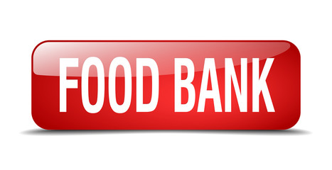 food bank red square 3d realistic isolated web button