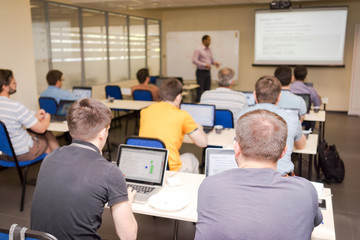 rear view of the students in computer class
