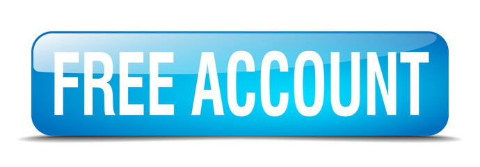 free account blue square 3d realistic isolated web button