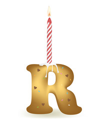 Letter R Birthday Candle Cake