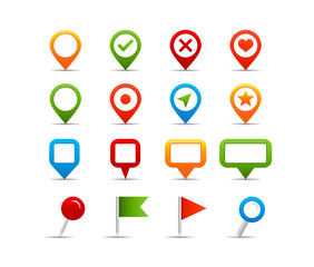 Navigation icons - Illustration.Vector illustration of map pins and labels.