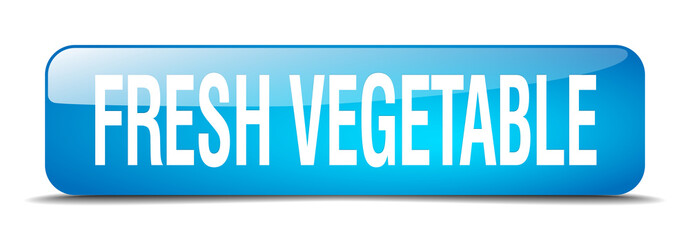 fresh vegetable blue square 3d realistic isolated web button